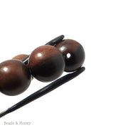 Ebony Wood Bead Medium to Dark Brown Round 18mm (16 Inch Strand)