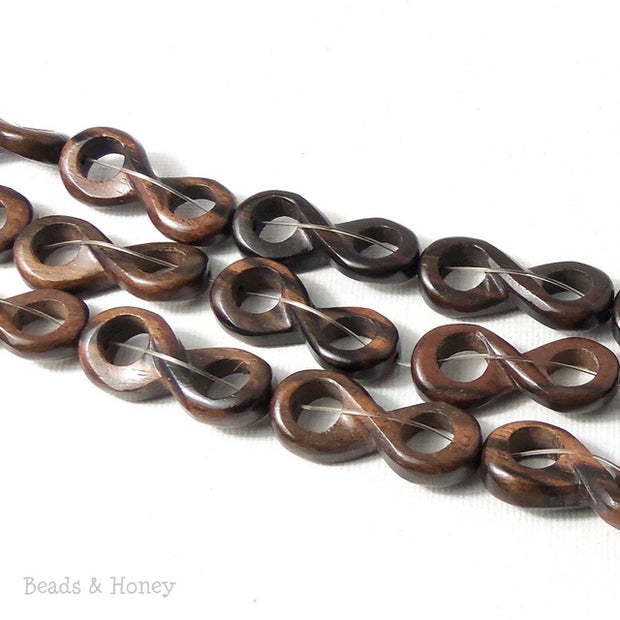 Ebony Wood Bead Infinity Link 28x10mm (16 Inch Strand)     