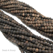 Unfinished Ebony Wood Brown/Banded Round 4mm - 5mm (16 Inch Strand)