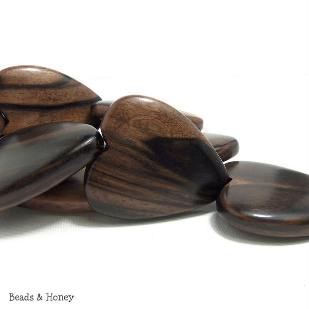 Ebony Wood Heart Focal Pendant 40x48mm (Sold per piece)