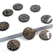 Black Tahiti Shell Coin Focal Bead Clockwork Design 30mm (1pc)