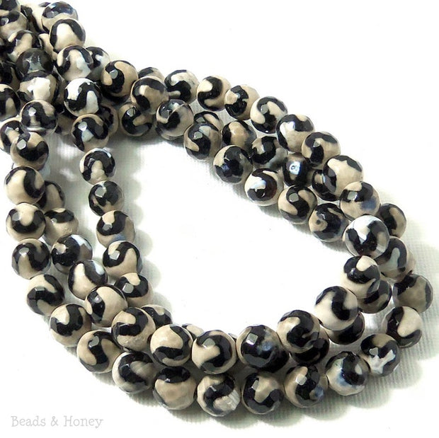  Fired Agate Black Striped S Wave Faceted 8mm (14.5-15 Inch Strand)