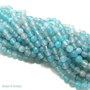 Light Blue White Fired Agate Round Faceted 6mm (Full Strand)