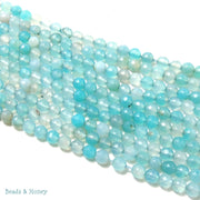 Light Blue White Fired Agate Round Faceted 6mm (Full Strand)