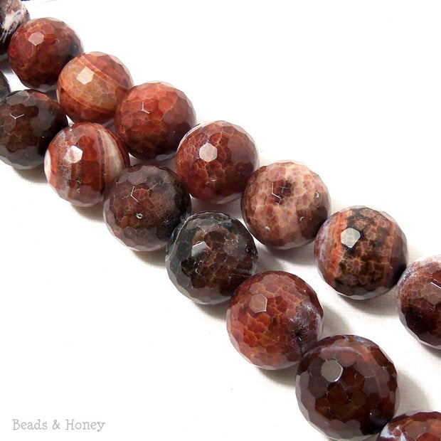 Antique Brown Fired Crackle Agate Round Faceted 20mm (Half Strand)