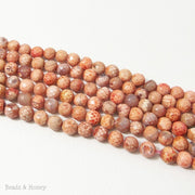 Fired Agate Bead Orange Antiqued Round Faceted 6mm (15 Inch Strand)