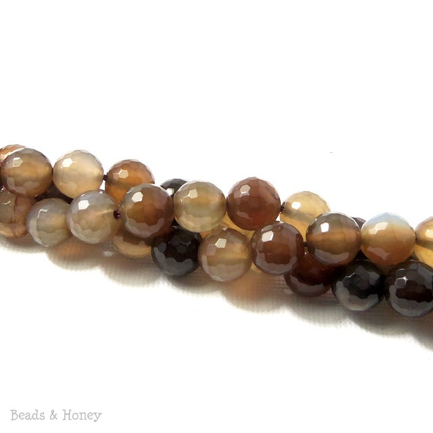 Fired Agate Bead Light/Dark Brown Round Faceted 8mm (15 Inch Strand)