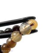 Fired Agate Bead Light/Dark Brown Round Faceted 8mm (15 Inch Strand)