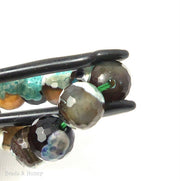 Fired Agate Bead Black/Green Patch Round Faceted 10mm (15 Inch Strand)  