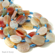 Aqua Fired Agate Very Light with Red Orange Oval 20x15mm