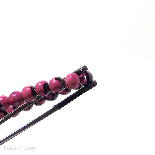 Pink and Black Fired Agate Round Faceted 6mm (Full Strand)
