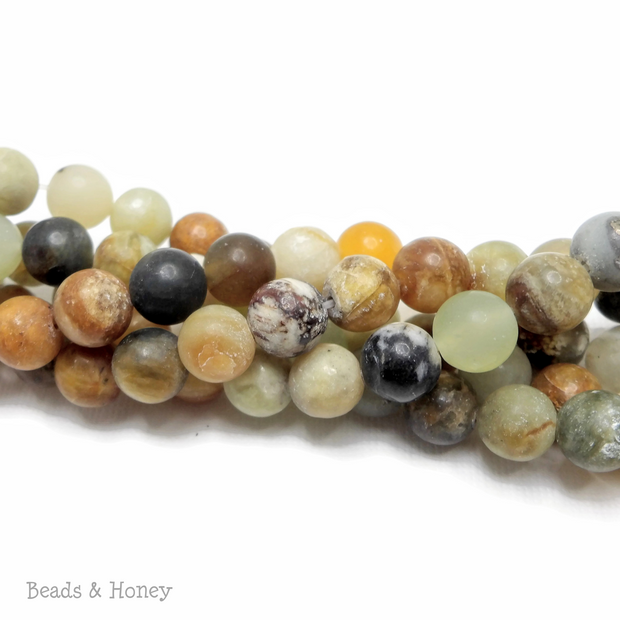Matte Flower Jade Round Beads 8mm (15.5-Inch Strand)
