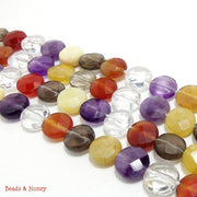 Mixed Gemstone Coin Faceted 10mm Grade A (Half Strand)
