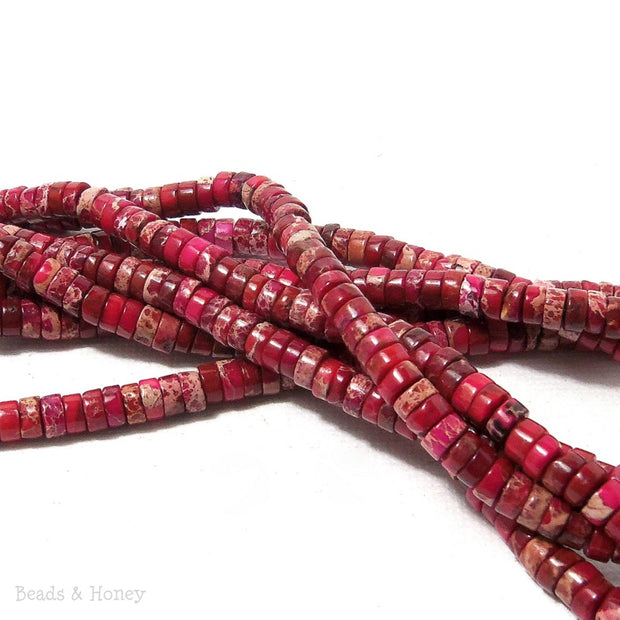 Red Impression Stone Rondelle Smooth 4mm (Full Strand)