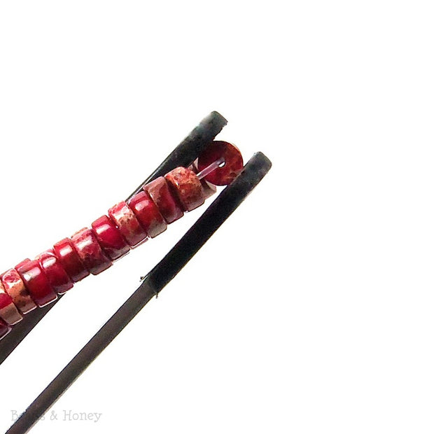 Red Impression Stone Rondelle Smooth 4mm (Full Strand)