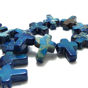 Impression Stone Blue Cross Focal Bead 15x20mm (10pcs)