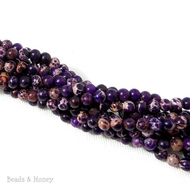 Impression Stone Bead Dark Purple Round 4mm (16 Inch Strand) 