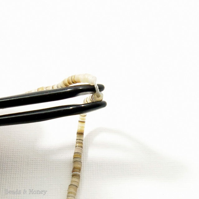 Kabibe Shell Light Brown/Gray/White Heishi 2-3mm (24 Inch Strand ...