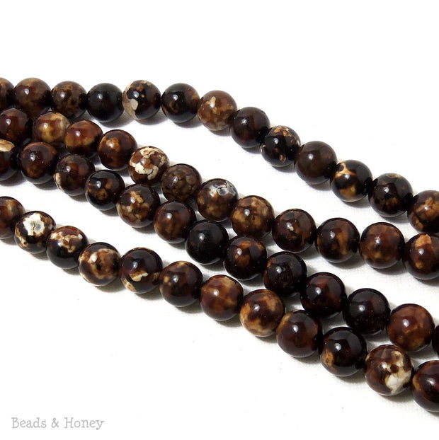 Chocolate Brown Fired Agate Round Smooth 10mm (Full Strand)