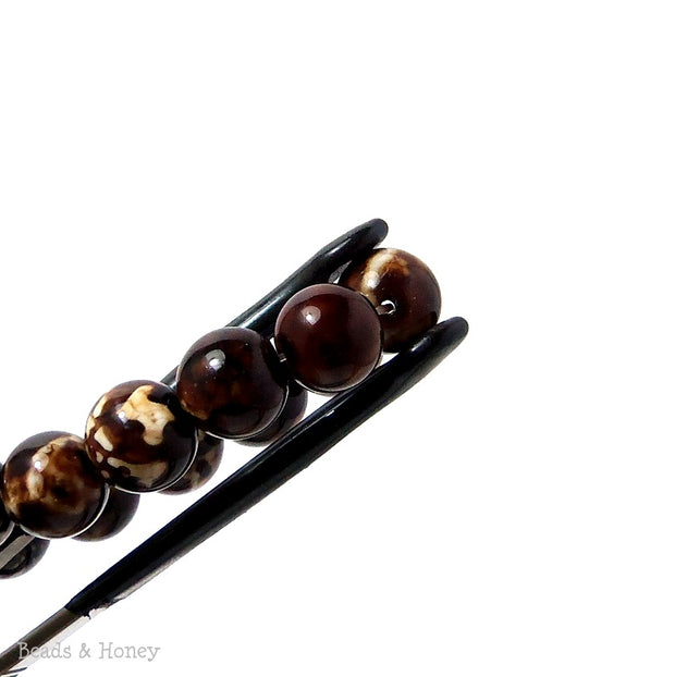 Chocolate Brown Fired Agate Round Smooth 10mm (Full Strand)