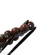 Magkuno Wood with Abalone Shell Inlay Round 10mm (8 Inch Strand)