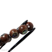 Magkuno Wood with Abalone Shell Inlay Round 12mm (8 Inch Strand)