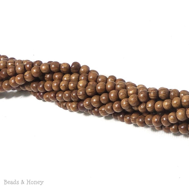 Magkuno Wood Banded Cocoa Brown Round 4-5mm (16 Inch Strand) 
