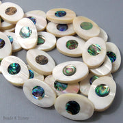 Makabibi Shell Inlaid Abalone Shell Oval 22x34mm (2pcs)