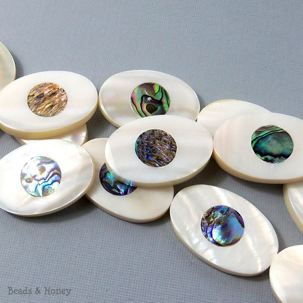 Makabibi Shell Inlaid Abalone Shell Oval 22x34mm (2pcs)