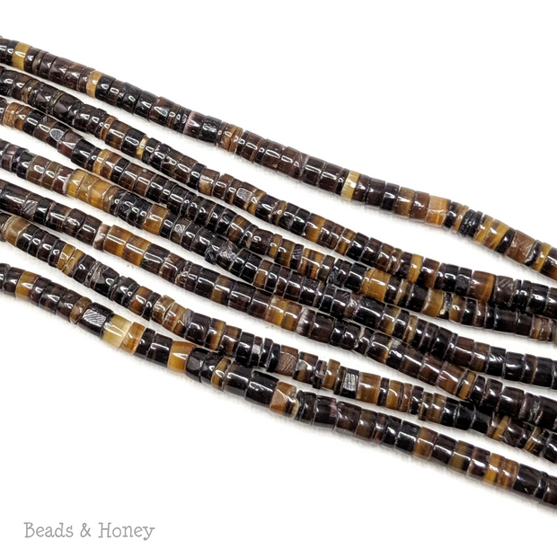Mixed Black and Brown Pen Shell Heishi 4-5mm (24-Inch Strand)