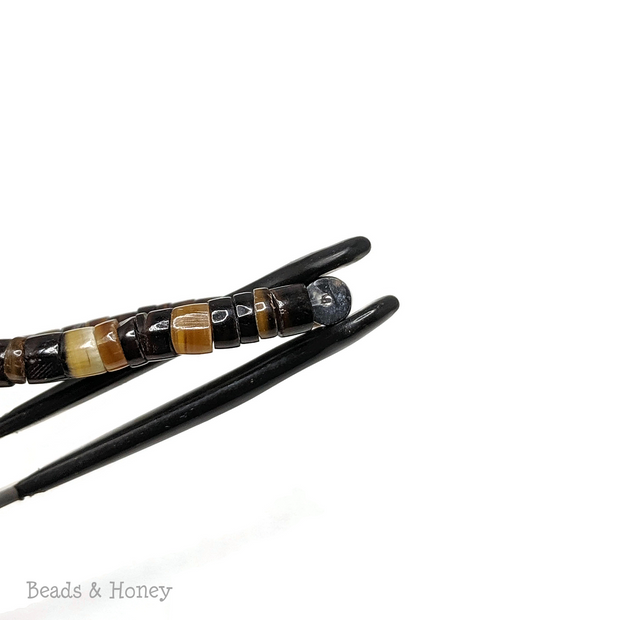 Mixed Black and Brown Pen Shell Heishi 4-5mm (24-Inch Strand)