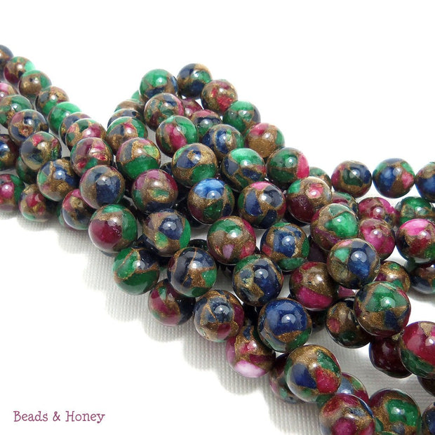 Rainbow Mosaic Agate Bead Round Smooth 10mm (15.5 Inch Strand)