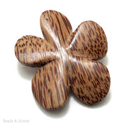 Palmwood Carved Flower Focal Bead 45-50mm (2pcs) 