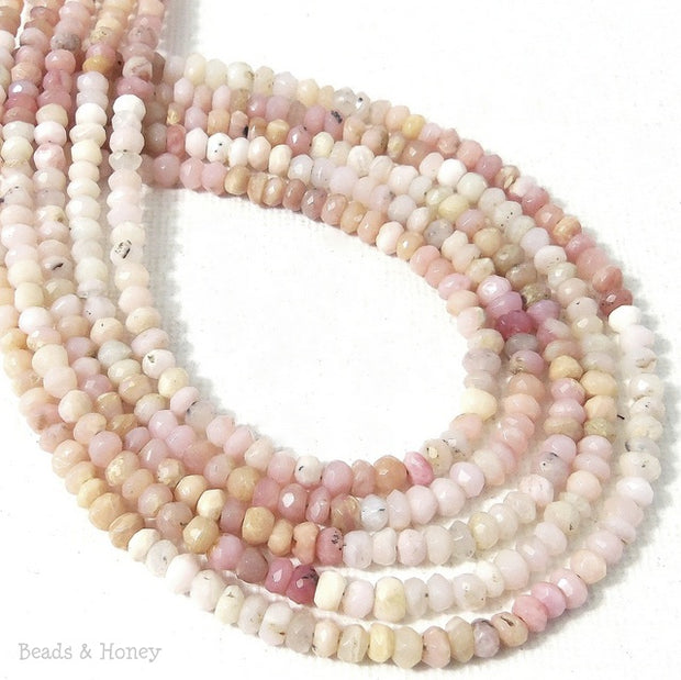 Pink Opal Bead Rondelle Faceted 3mm - 4mm (13 Inch Strand)