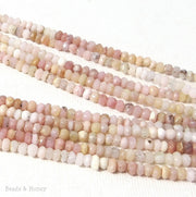 Pink Opal Bead Rondelle Faceted 3mm - 4mm (13 Inch Strand)