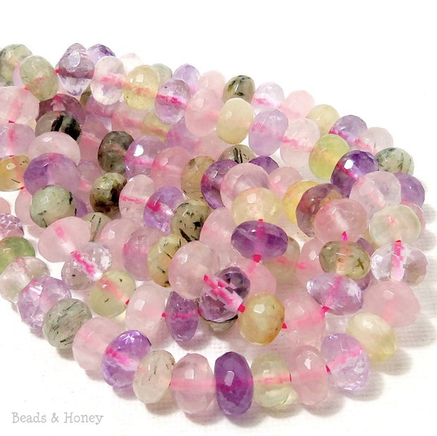 Mixed Quartz Gemstone Beads Rondelle Faceted 8mm (Half Strand)