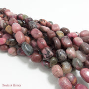 Rhodonite Pebble Irregular 8x10mm (Full Strand)