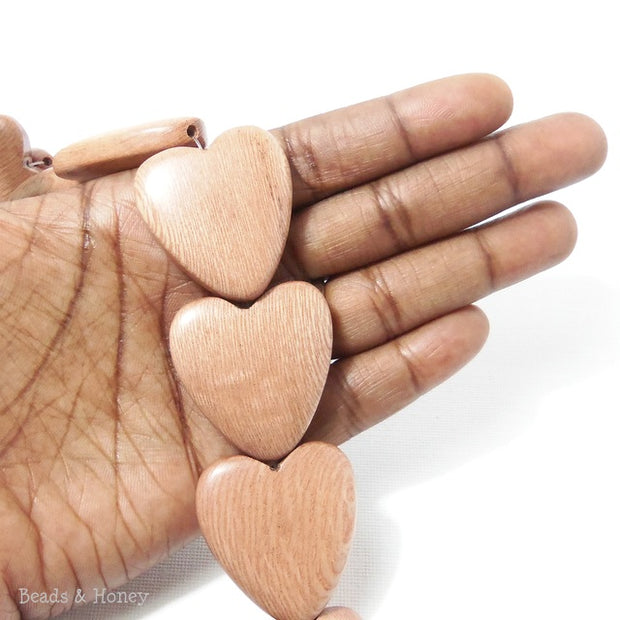 Rosewood Heart Focal Bead 32x30mm (2pcs)