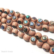 Rosewood with Abalone Shell Inlay Round 12mm (8 Inch Strand)