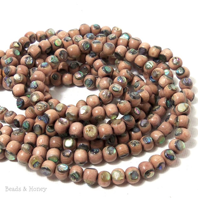 Rosewood Beads with Abalone Shell Inlay Round 6mm (8-Inch Strand ...