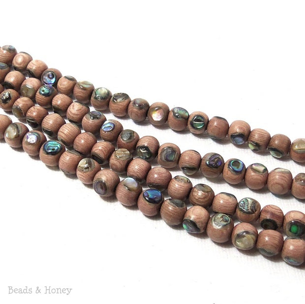 Rosewood with Abalone Shell Inlay Round 6mm (8 Inch Strand)