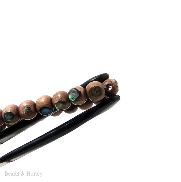Rosewood with Abalone Shell Inlay Round 6mm (8 Inch Strand)