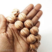 Rosewood Bead Carved Ball 20mm (9pcs)