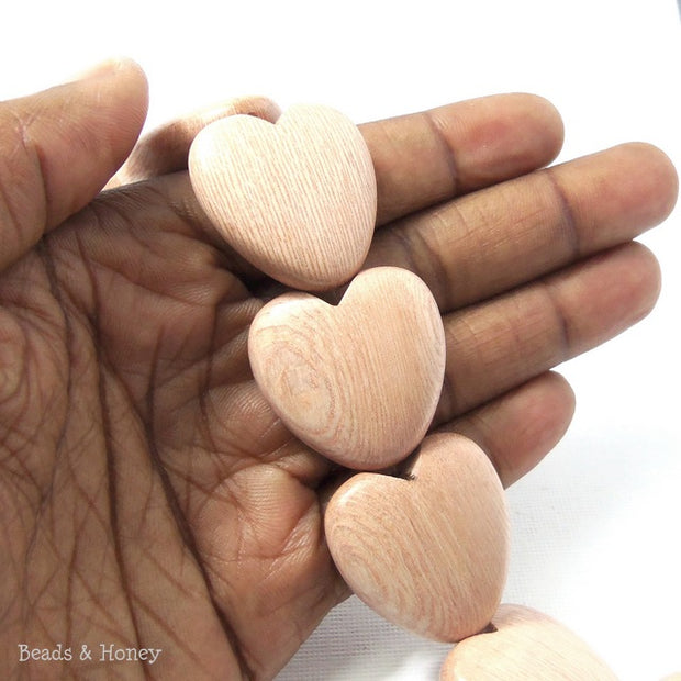 Rosewood Heart Focal Bead 25mm (2pcs)