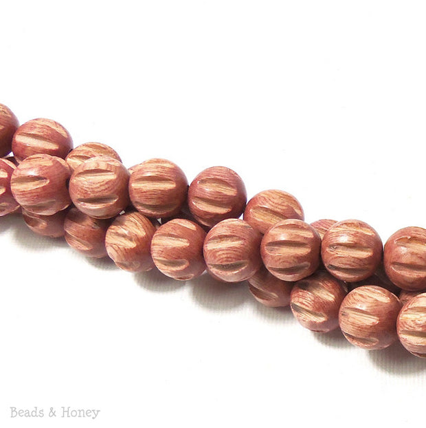 Rosewood Bead Melon Carved Round 12mm (16 Inch Strand)
