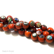 Sibucao Wood Bead with Abalone Shell Round 12mm (Half Strand)
