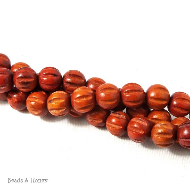 Sibucao Wood Bead Melon Carved Round 12mm (16 Inch Strand) 