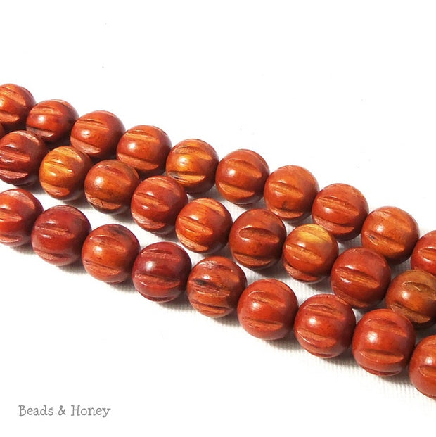 Sibucao Wood Bead Melon Carved Round 12mm (16 Inch Strand) 