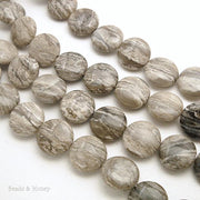 Silver Leaf Jasper Coin 14mm (Half Strand, 14pcs)