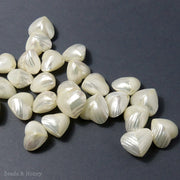 Silver Mouth Shell Heart 10x18mm (2pcs, Qty Pricing)